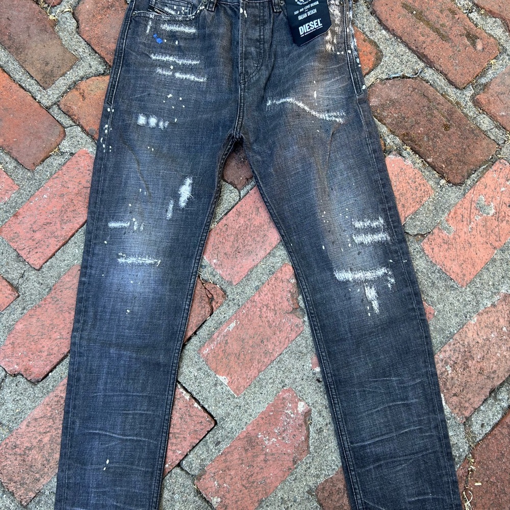 Diesel Women's Skinny Jeans in Washed Black with White Paint Details